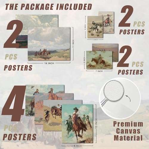 Uniro Western Decor Vintage Western Cowboy Wall Art, Farmhouse Wall Decor Cowboy Oil Painting Pictures Aesthetic, Rustic Old West Southwestern Artwork Prints for western Bedroom Bathroom Gallery decor - UNFRAMED - color: Western Decor