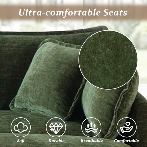 Comfy Chenille Modular Single Sofa with Ottoman, 1Seat+1Ottoman,Green | Randomly Assemble Modular Sofa Sets, Modern Recliner Deep Seat Sofa Set for Living Room,Office - color: Green, size: 1S+1O