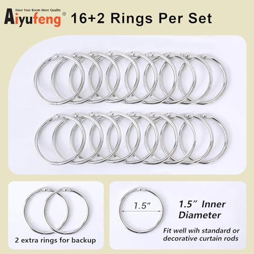 Aiyufeng 패널 2개 100% 암막 커튼 라이너, 160cm(63인치) 커튼용, 각 127cm(50인치) 너비 147cm(58인치), 세트당 라이너 2개, 링 18개, 작은 창문용 그레이 화이트 - size: 50"W x 58"L (Pack of 2)