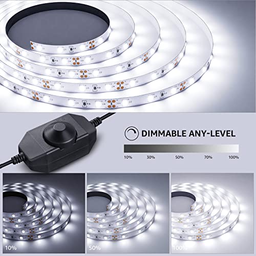 Lepro LED Strip Light White, 16.4ft Dimmable Vanity Lights, 6000K Super Bright LED Tape Lights, 300 LEDs 2835, Strong 3M Adhesive, Suitable for Home, Kitchen, Under Cabinet, Bedroom, Daylight White - size: 16.4 ft
