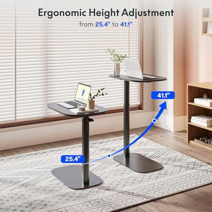 FLEXISPOT 24''Adjustable C Table Gas Spring Mobile Side End Table | Adjustable C table with Wheels, Bedside table for sofa and couch. Laptop Rolling Cart TV Tray, 23.6" W x 13.8" D,Black - color: Black, size: 24x14
