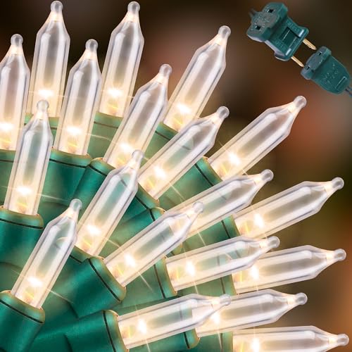 100 Count Clear Christmas Lights - 20 ft Ultra Bright White String Lights with Green Wire for Indoor and Outdoor Use, Christmas Trees, Holidays Party Patio Wedding and Garden - color: Clear