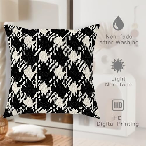 Houndstooth Throw Pillow Covers Set of 2, Modern Contemporary Geometric Abstract None Black with Hidden Zipper Pattern Pillow Covers for Living Room Apartment Bed Sofa Decor 26x26 Inch - size: 26" x 26" (Pack of 2)