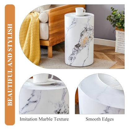 Round Coffee Tables Set for 3, Living Room Table and End Tables, White Faux Marble Coffee Table and Side Table, Center Tables Set, No Assembly Required - Ready to Use - color: 24'' Marble White, size: 24'' Coffee Table Set of 3