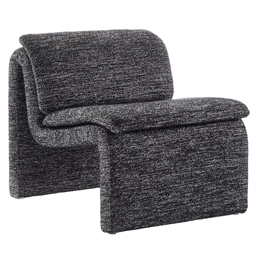 Modway Lume Curved Lounge Chair in Charcoal Boucle Fabric – Modern Upholstered Armless Accent Chair with Padded Cushion - Unique Slipper Chair for Bedroom or Living Room - color: Charcoal