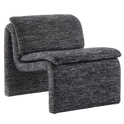 Modway Lume Curved Lounge Chair in Charcoal Boucle Fabric – Modern Upholstered Armless Accent Chair with Padded Cushion - Unique Slipper Chair for Bedroom or Living Room - color: Charcoal