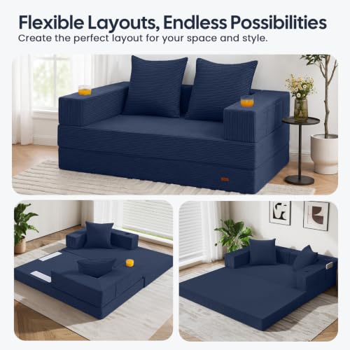 COMAX Futon Sofa Bed, Convertible Sofa Bed, Folding Boneless Couches