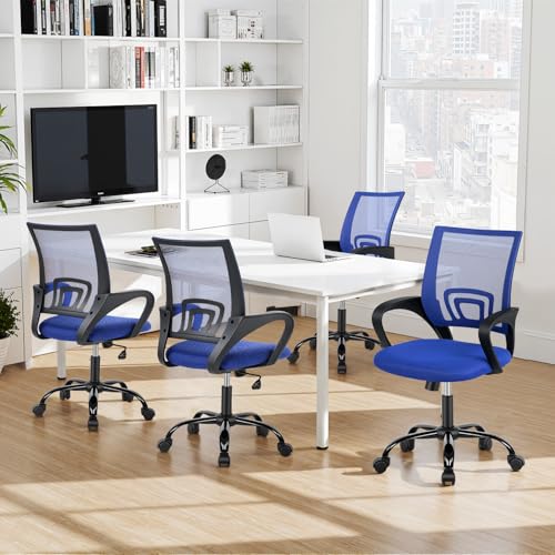 BestOffice Office Chair Ergonomic Cheap Desk Chair Mesh Computer Chair Lumbar Support Modern Executive Adjustable Stool Rolling Swivel Chair for Back Pain (Blue) - color: Blue, size: 1 Pcs