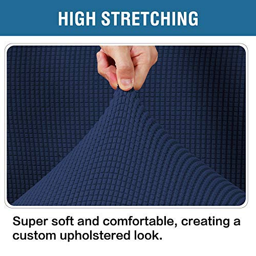 H.VERSAILTEX Ottoman Cover Slipcover Rectangle Fit Length 29"-34" Footrest Sofa Slipcovers Stool Cover Footstool Protector Covers Feature Stretch Thick Soft Jacquard Fabric Removable Washable - Navy - color: Navy, size: Rectangle-Large
