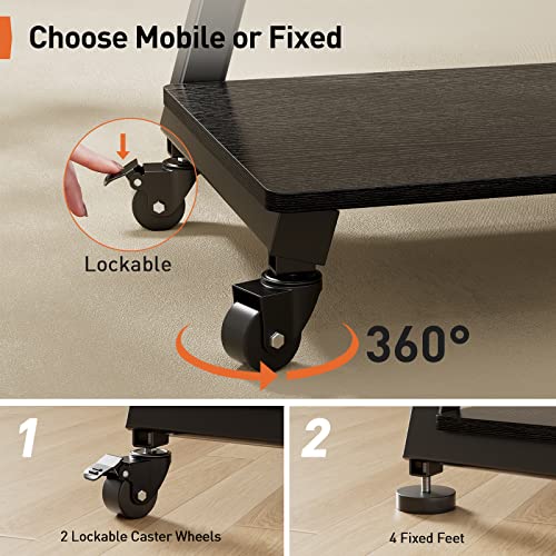 Perlegear Mobile TV Stand with Soundbar Mount, Rolling Floor TV Stand with Wheels for 43-83" TVs up to 132lbs, Mobile TV Cart with Storage Shelves, Tilt Swivel Corner TV Cart Max VESA 600x400mm