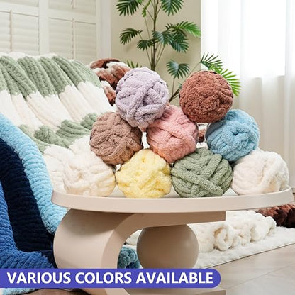 Cozyful Chunky Yarn for Hand Knitting - #10 Chunky Chenille Yarn, Jumbo Big Thick Chunky Yarns for Crocheting, Super Bulky Chunky Knit Blanket Yarns, 8 Skein (22yd, 8oz/Skein), Cream & Pink - color: Cream & Pink
