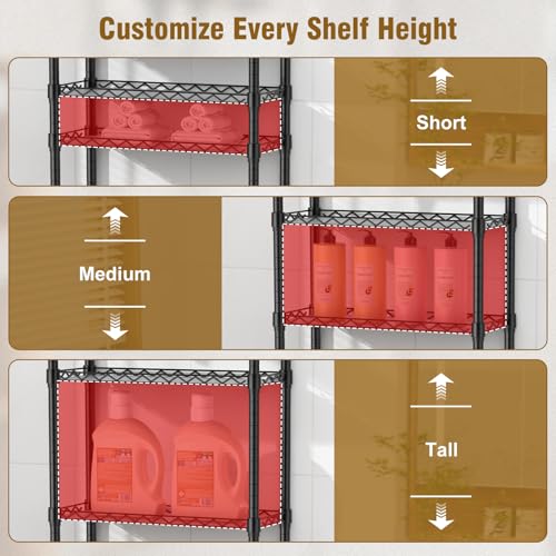 4 Tier Over The Toilet Storage Rack, Bathroom Organizers and Storage Over Toilet with Adjustable Shelf and Basket, Above Toilet Storage Bathroom Cabinet for Small Space (Black) - style: Modern