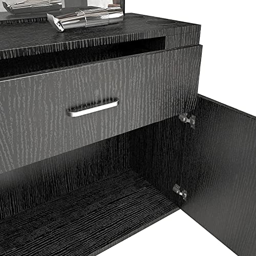 Artist hand Wall Mount Salon Station Styling Station Barber Beauty Spa Salon Equipment(Black) | Space Saving Wall Mounted Styling Station Designed For Hair Styling, Barber Shop, Beauty Salon & Spas - color: Deep Wood-grain