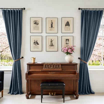 Blackout Dark Slate Velvet Curtains Rod Pocket 52×102 Inch 2 Panels | Soft Velvet, For Bedroom & Living Space, Light Shifting Texture, Elegant Drape, Serene, Fresh - color: R | Dark Slate, size: 52"W x 102"L (Pack of 2)