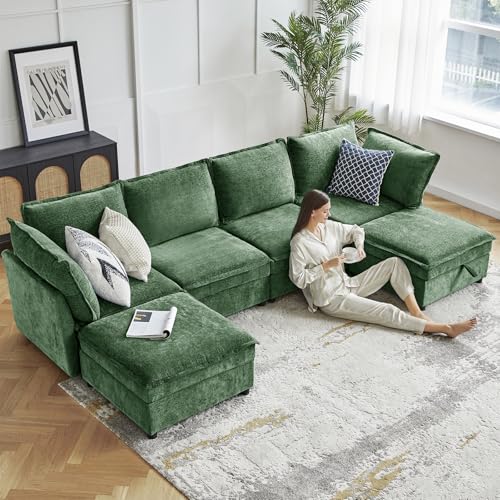 HULALA HOME Seat Cushion Cover for Sectional Sofa Couch, Green（Cushion is not Included） - color: Green, size: Seat Cushion Cover