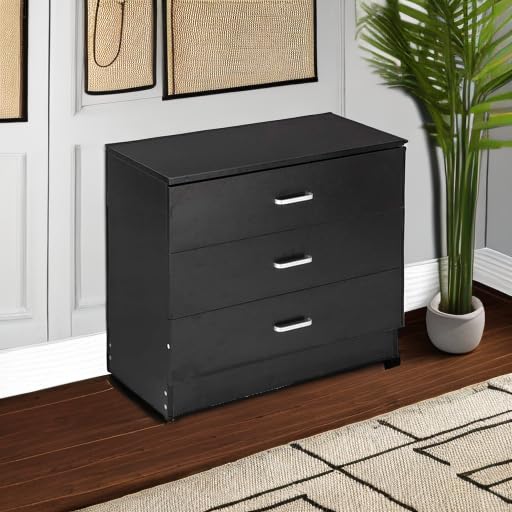 Karl home Black 3 Drawer Dresser, Modern Small Chest of Drawers | Compact Dresser Chest with 4 Storage Drawers, Multipurpose Furniture for Bedroom, Nursery, Hallway, Living Room, Closet - color: Black, size: 13"D x 26"W x 22"H (3 Drawers)