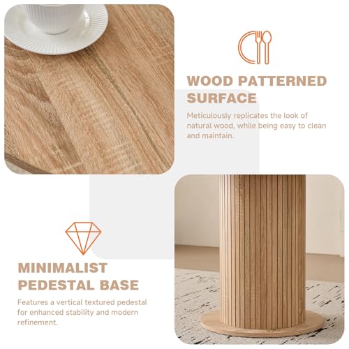 35.5" Round Dining Table for 2, Modern Small Pedestal Kitchen Table, Space Saving, for Apartment Dining Living Room - color: Mini Natural 35.5