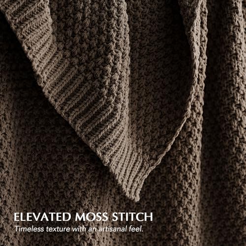 EVERGRACEHOME Chunky Chenille Knit Throw Blanket, 50 x 60, Cocoa Brown | Sculpted Moss Stitch, Chic Modern Farmhouse, All-Season Warmth, OEKO-TEX® Certified, Elegant Blanket for Couch, Bed, Sofa - color: Cocoa Brown, size: 50" X 60"