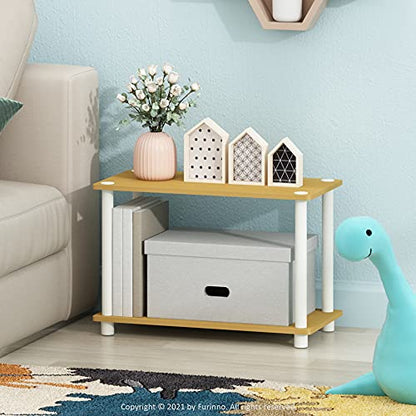 Furinno RATA 4 x 2 Industrial Multipurpose Flat Base Bookshelf, Bookcase with Metal Frame, French Oak Grey