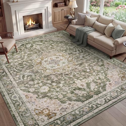 PADOOR 6X9 Area Rug,Rugs for Living Room,Soft Olive Rugs for Bedroom,Machine Washable Rug Non Slip Carpet for Dining Room Living Room Bedside Office - color: Olive, size: 6' x 9' (Rectangular)
