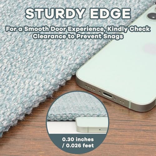 Washable Entryway Rug, Non Slip Area Rug, 3x5 Ft, Turquoise/Gray | Washable Braided Mudroom Rug, Non Slip Rubber Dot Backed, For Kitchen, Foyer, Front Door, Porch, Bathroom, Bedroom - color: Turquoise/Gray, size: 3' x 5' (Rectangular)