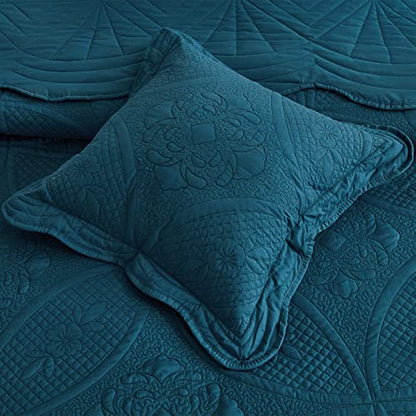 DaisyHuang Bedspread - Full Size Bedding Cover - Modern & Contemporary Coverlet Set, Real Stitching, Reversible, Lightweight, 5 Piece, Blue - color: Blue, size: Full(96"x110")