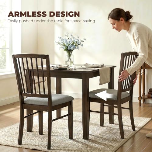 HOMCOM Farmhouse Dining Chairs Set of 2, Upholstered Linen, Burn Brown | Kitchen Chairs, Dining Room Chairs, Solid Rubberwood Legs - color: Burn Brown