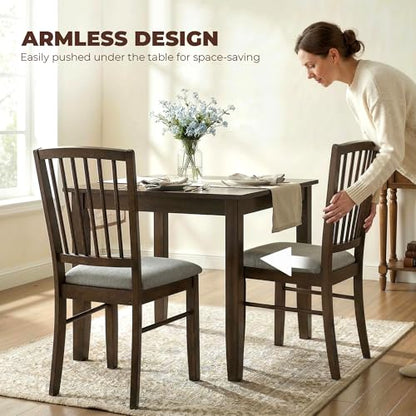 HOMCOM Farmhouse Dining Chairs Set of 2, Upholstered Linen, Burn Brown | Kitchen Chairs, Dining Room Chairs, Solid Rubberwood Legs - color: Burn Brown