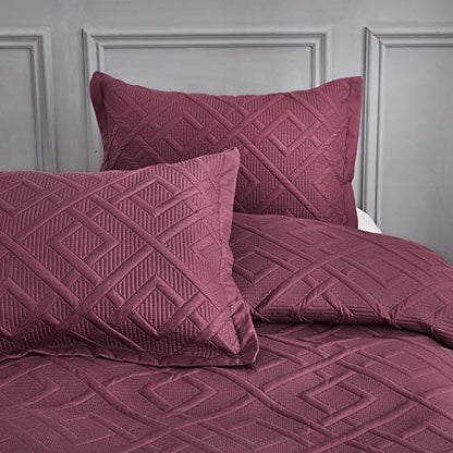 CHIXIN Quilt Queen Size - Geometric Pattern Bedspread Coverlet Set - Modern & Contemporary Style Bedding Cover, Ultrasonic Quilting, Reversible, Lightweight, 4 Piece, Burgundy & Wisteria - color: 1- Wisteria, size: Full/Queen(90"x92")
