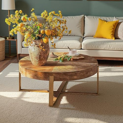 Round Wood Coffee Table, Espresso, 32.28" D x 32.28" W x 17.72" H