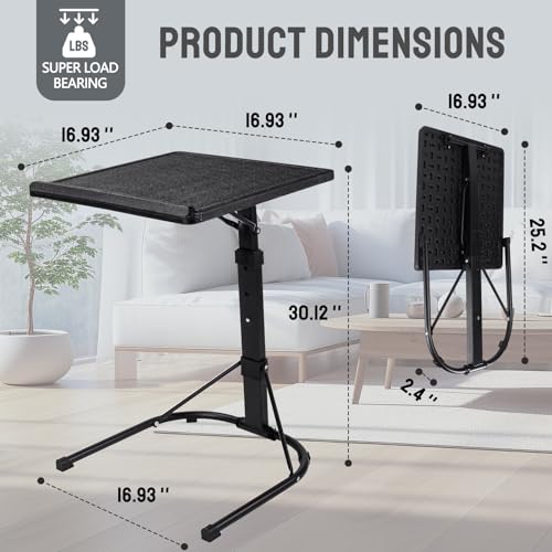 Gocamptoo Folding TV Tray Table, Multi-Functional Personal Activity Table, Adjustable Height TV Dinner Table, Space Saving - color: Black