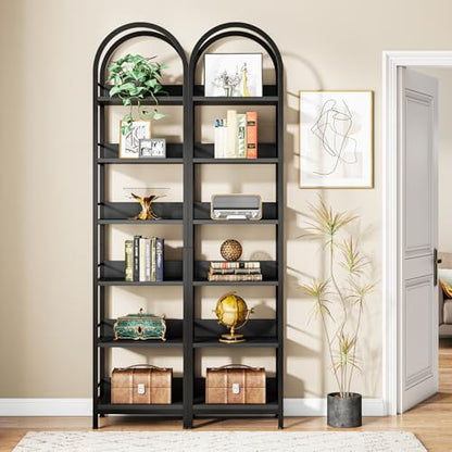 Tribesigns 78.7" Tall Bookcase, 6-Tier Slim Bookshelf, Narrow Book Shelf with Metal Frame, Industrial Bookcase for Living Room, Study, Bedroom, Black - color: Black
