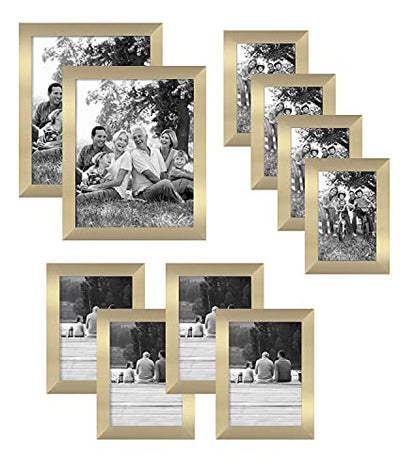 Americanflat Set of 10 Picture Frames with Shatter-Resistant Glass - Gallery Wall Frame Set with Two 8x10, Four 5x7 and Four 4x6 Frames - Signature Collection - Gold | Includes two 8x10, four 5x7 and four 4x6, shatter-resistant glass, hanging hardware inc