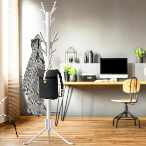 Simple Houseware Standing Coat/Hat Hanger Tree Shaped Rack, 18 Hooks, White | For Entryway, Bedroom, and Hallway - color: White