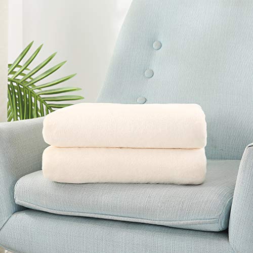 TASTHROW Large Flannel Fleece Throw Blanket, 50×70 Inch - Creamwhite | Cozy Lightweight Thick Blanket - All Seasons Suitable for Women, Men and Kids - color: Creamwhite, size: 50"x70"