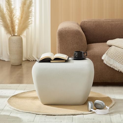 Round Black Marble Coffee Table, Modern Drum Design, Circle FiberglassCoffee Table, End Table for Living Room, Apartment, No Assembly Required (21.85‘’ Light Grey) - color: 21.85‘’ Light Grey