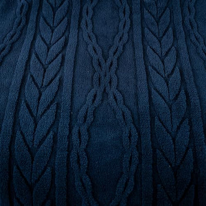YUSOKI Sherpa Fleece Queen Size Blanket, Navy Blue, 90"x90" | 3D Stylish Design,320GSM, Non-Shedding, Lightweight for All Season Use, stays fluffy after repeated washes, Perfect Gifts - color: Navy-(without Pillows), size: Queen (90" x 90")