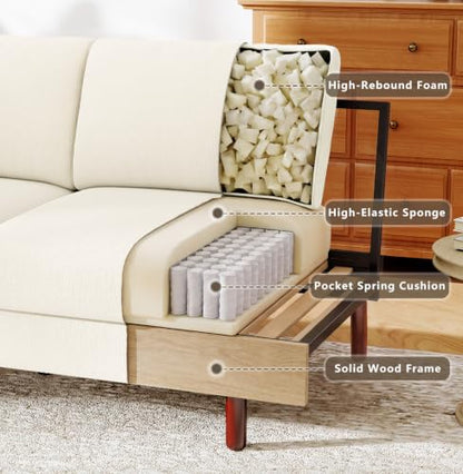 Ihanherry 68" Loveseat Sofa, Small Couch for Small Spaces, Comfy Chenille Sofa with Spring Cushion and Wood Frame, Mid Century Modern Couch, Deep Seat Couch for Living Room Bedroom Office, Beige - color: Beige