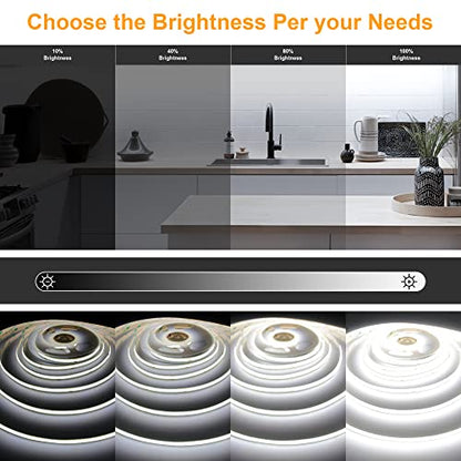 AXMOTUT 65.6ft White COB LED Strip Light, High Bright LED Strips with 320LEDs, RF Remote and UL Power Supply, 6000K Dimmable LED Lights for Bedroom, Kitchen, DIY Home Decoration, 2 Rolls of 32.8ft - size: 6000K/65.6ft