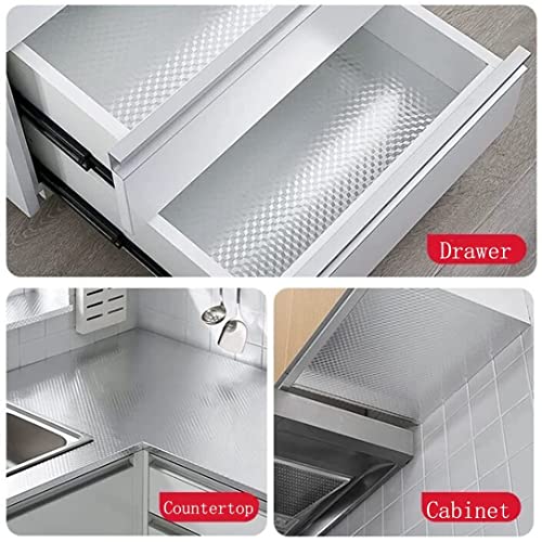 Kitchen Backsplash Wallpaper Oil Proof Sticker Aluminum Foil Contact Paper | Silver Self-Adhesive Shelf Liner Cabinet Liner Waterproof and Heat Resistant Peel and Stick Wallpaper (15.7X118 Inches) - size: 15.7" x 118"
