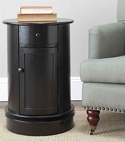 SAFAVIEH Furniture - Tabitha 1-Drawer Accent Table - Distressed Black - Solid Wood - Farmhouse Storage Design - Ideal for Living Room, Entryway, 17.7"W x 17.7"D x 26"H - Fully Assembled (AMH5712B) - color: Distressed Black