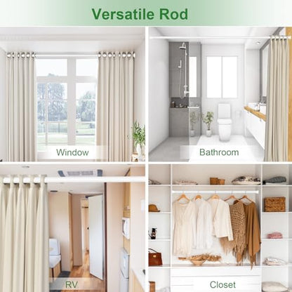 Heavy Duty Tension Curtain Rod No Drilling, 43-102 Inch Adjustable | 1.26" Diameter Pole with Strong Spring Loaded, Non Slip, Renter Friendly, Shower Rods for Bathroom/Windows/Closet,Matte White - color: Matte White, size: 43-102 Inches