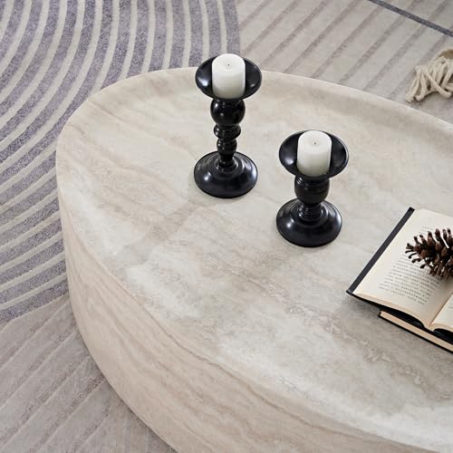 43.7''Oval Faux Marble Coffee Table, Modern Fiberglass Cocktail Table - color: 43.7'' Mars Pattern