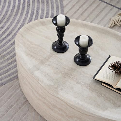 43.7''Oval Faux Marble Coffee Table, Modern Fiberglass Cocktail Table - color: 43.7'' Mars Pattern