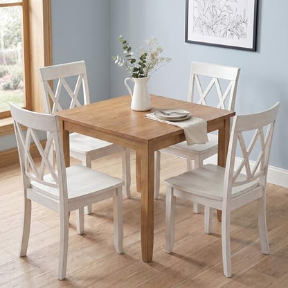 DUHOME Wood Dining Chairs Set of 2,Farmhouse Dining Side Chairs with Cross Back Wooden Kitchen Chairs for Home Kitchen, Dining Room White - color: White, size: 2pcs