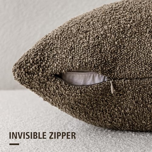 Foindtower Set of 2, Decorative Textured Boucle Throw Pillow Covers Accent Solid Pillow Cases Neutral Soft Cozy Couch Cushion Case for Chair Sofa Bedroom Living Room Home Decor 16x16 Inch Light Brown - color: Brown, size: 16" x 16" (Pack of 2)