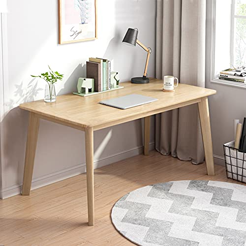 IOTXY Simple Wooden Writing Desk - Modern Minimalist Style PC Laptop Computer Workbench with Solid Wood Legs, 47" W Home Office Work Table for TV Stand Music Video Live Broadcast Workstation, Oak | Nordic Minimalist Style, MDF Tabletop, Solid Wood Legs, H