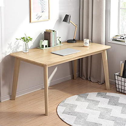 IOTXY Simple Wooden Writing Desk - Modern Minimalist Style PC Laptop Computer Workbench with Solid Wood Legs, 47" W Home Office Work Table for TV Stand Music Video Live Broadcast Workstation, Oak | Nordic Minimalist Style, MDF Tabletop, Solid Wood Legs, H