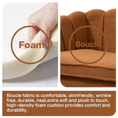 Chifee & Vingol Upholstered Small Loveseat for Small Space with Golden Legs,Caramel - color: Boucle-caramel