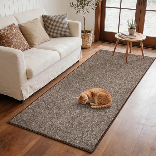 2x8 Brown/White Runner Rug Non-Slip Washable for Hallway Kitchen Bedroom | Soft丨Stays Put丨Door-Friendly Thin丨Pet Friendly丨Lays Flat丨Bathroom丨Laundry丨Entryway丨Indoor丨Playroom丨Carpet丨Area Rug丨Home Decor - color: Brown, size: 2' x 8' (Rectangular)